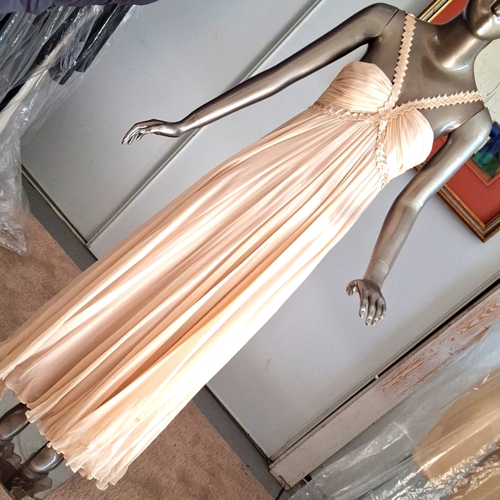 Vintge 80's look silk chiffon maxi dress